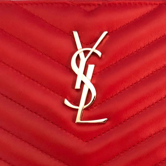 Monogram YSL Small Chevron Quilted Leather Pouch - Picture 6 of 10